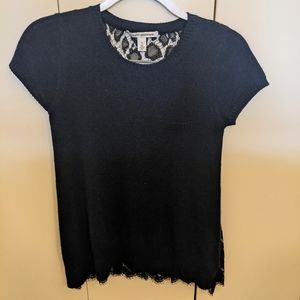 Autumn Cashmere Navy/Black Lace Top